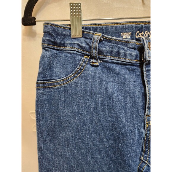 Cat & Jack Girls 10 Blue Jean Denim Straight Leg Super Stretchy Adjustable Waist - Picture 3 of 16